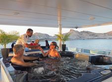 Oman Scuba Diving Holiday. Luxury Oman Aggressor Liveaboard. Jacuzzi.